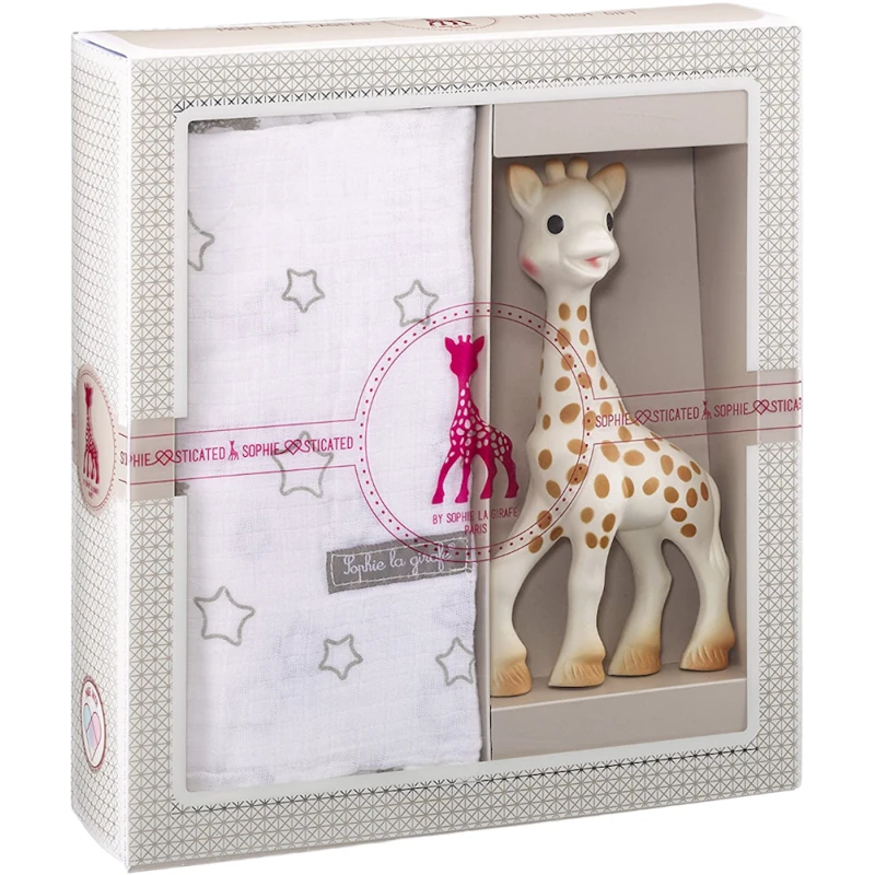 Yeni doğulmuş körpələr üçün hədiyyə dəsti Sophie la Girafe Sophiesticated The Swaddle Set, 0+ ay