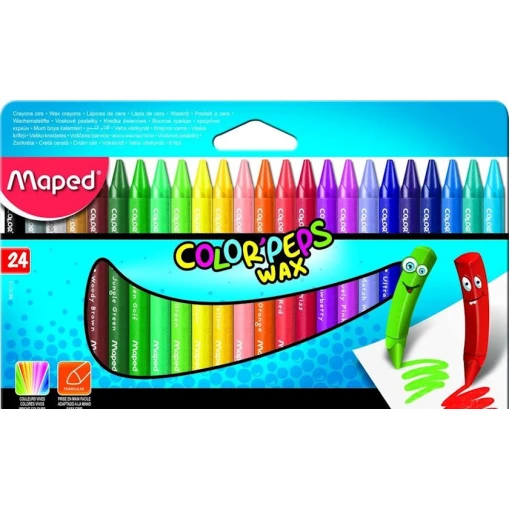 Мелки восковые Maped Color Peps Wax 24 цвета Мелки восковые Maped Color Peps Wax 24 цвета