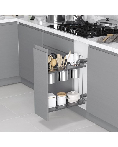 Süfrə ləvazimatları üçün ensiz rəf Starax S-2652-A, metal, boz, 205x475x420 mm
