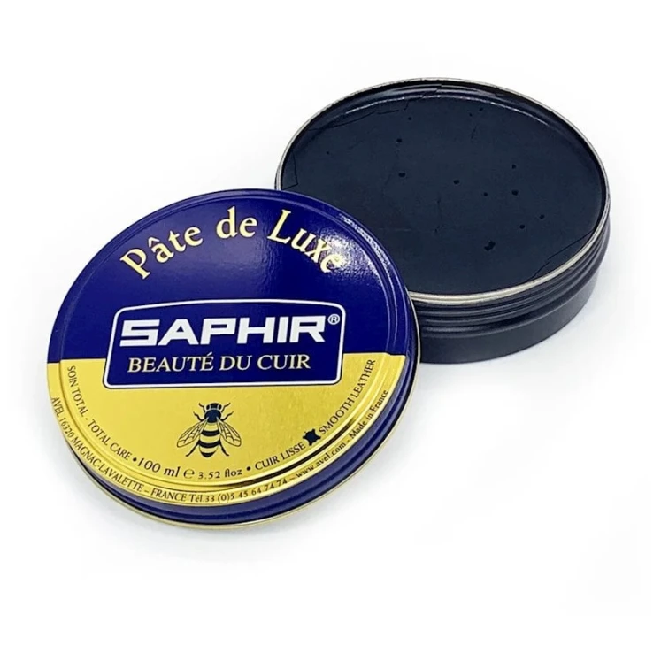 Крем Saphir Pate De Luxe 01 Black для обуви из гладкой кожи, черный, 50 мл