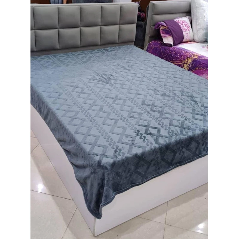 Pled Sahara SHA-00001644, ikinəfərlik, velür, göy, 160x220 sm