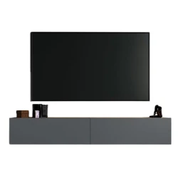 Тумба под ТВ Ev Plus 12115841, ЛДСП, антрацит/коричневый, 180x32x30 см