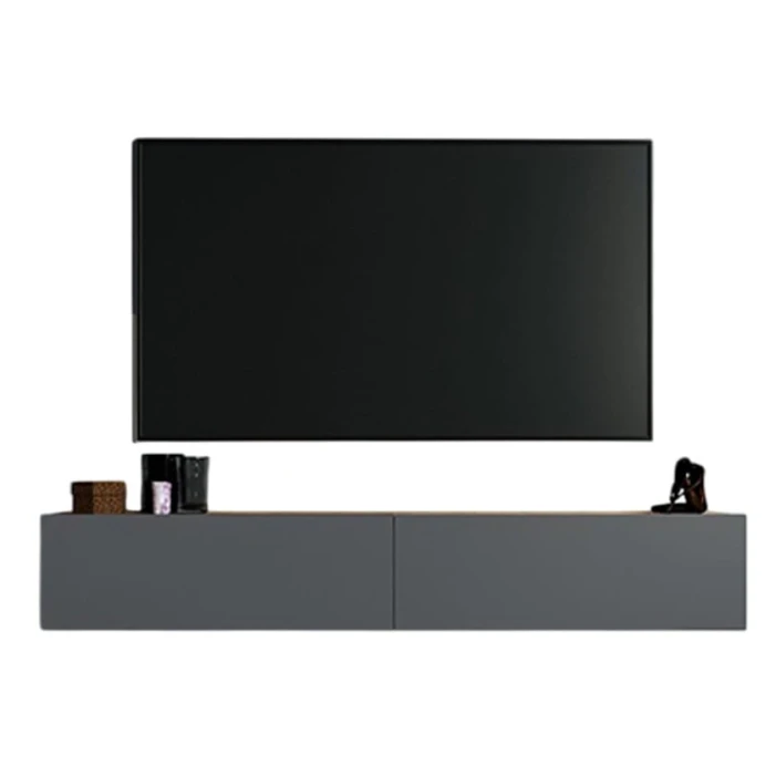 Тумба под ТВ Ev Plus 12115841, ЛДСП, антрацит/коричневый, 180x32x30 см Тумба под ТВ Ev Plus 12115841, ЛДСП, антрацит/коричневый, 180x32x30 см