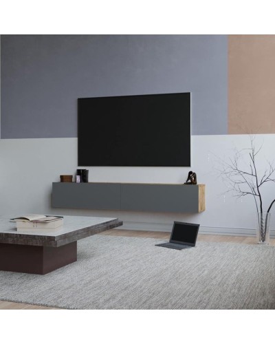 TV üçün tumba Ev Plus 12115841, LDSP, antrasit/qəhvəyi, 180x32x30 sm