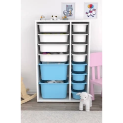 Шкаф для игрушек Pratico I39044, белый/голубой, 30x69.5x109 см