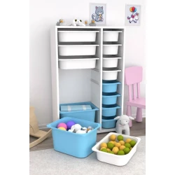 Шкаф для игрушек Pratico I39044, белый/голубой, 30x69.5x109 см