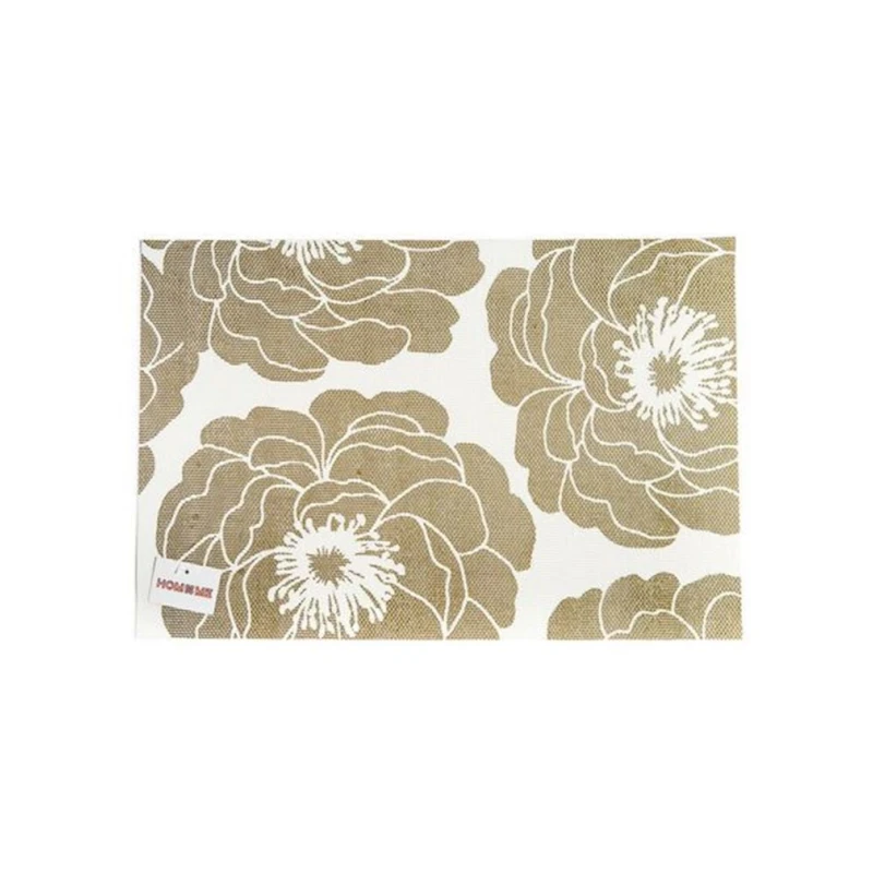 Süfrə xalçası Hom-me düzbucaq, 45x30 sm, polivinil xlorid, çiçəkli print ilə, Qızılı