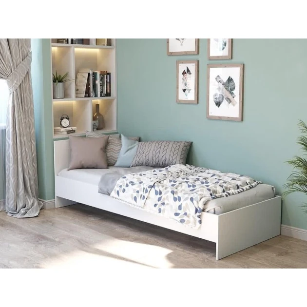 Односпальная кровать Art_tek_yataq (100) 3, ламинат, белая, 200x85x100 см