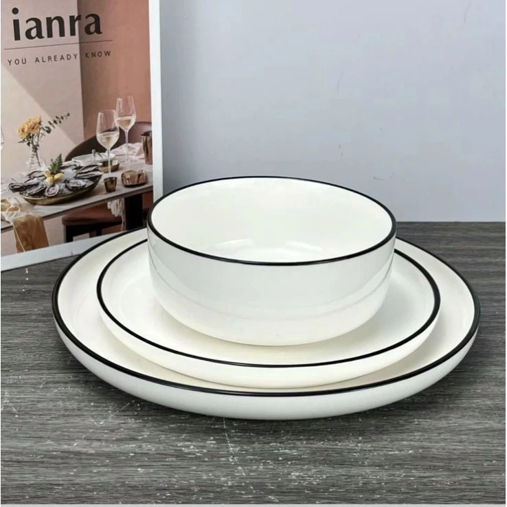 Boşqab dəsti 8292-49, keramika, ağ, 4 nəfərlik