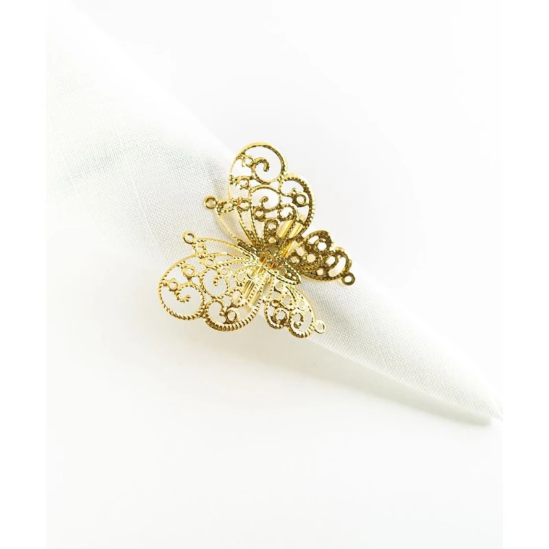 Кольцо для салфеток Hom-me Бабочка, цинк, радиус 6 см, золотистое