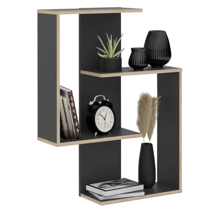 Divar rəfi Art Mebel 252, laminat, 60х45х16 sm, qara/bej