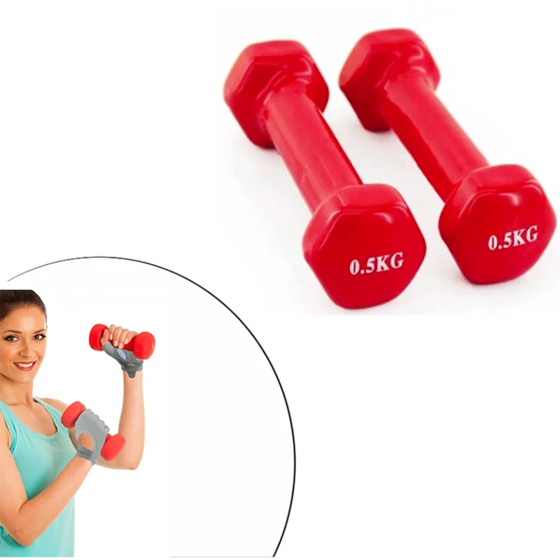 Набор гантелей 2000053, пластик, красный, 2 шт x 0.5 кг