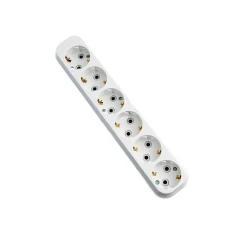 Розеточный блок Makel с заземлением, 6 гнезд, белый