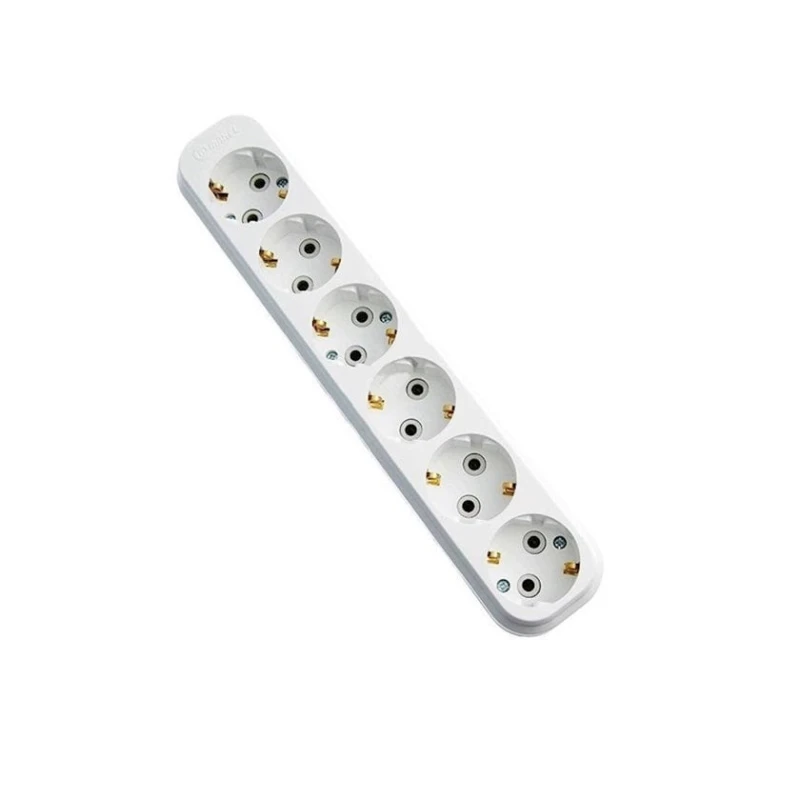 Розеточный блок Makel с заземлением, 6 гнезд, белый