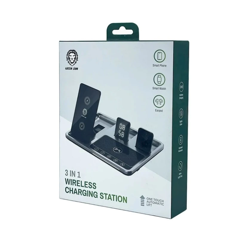 Беспроводное зарядное устройство Green Lion 4in1 Wireless Charging Station 15W Black Беспроводное зарядное устройство Green Lion 4in1 Wireless Charging Station 15W Black