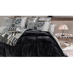 Комплект постельного белья Yataş Ciera Triola, односпальный, одеяло 155x215 см, простыня 100x200x35 см, наволочка 50х70 см, полиэстер/хлопок, Siyah