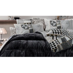 Комплект постельного белья Yataş Ciera Triola, односпальный, одеяло 155x215 см, простыня 100x200x35 см, наволочка 50х70 см, полиэстер/хлопок, Siyah