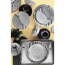 Набор столовой посуды Kutahya Porselen Zeugma ZG24Y260012245, 24 предметов, 6 персон, фарфор, белый/черный