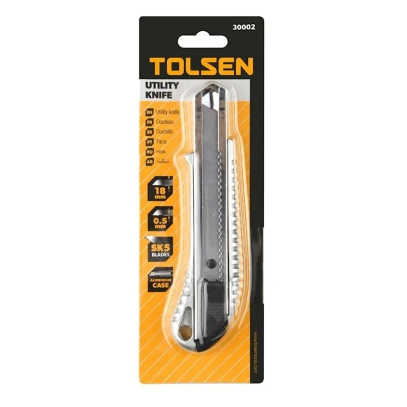 Нож Tolsen 30002 с сегментированным лезвием, 18x100 мм