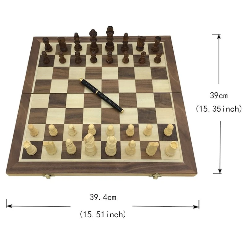 Шахматы Chess Folding 28614, деревянные, магнитные, 39x39.5 см Шахматы Chess Folding 28614, деревянные, магнитные, 39x39.5 см
