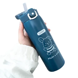 Borucuqlu uşaq termosu Uni 480 ml, tünd firuzəyi