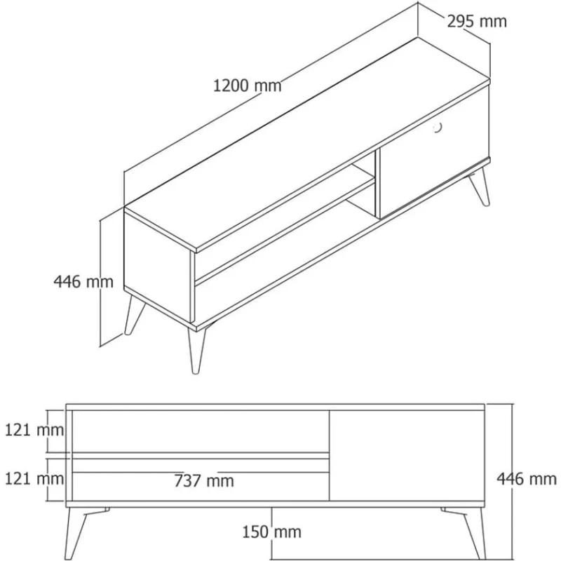 TV üçün tumba Ev Plus 12116084, LDSP, 120x59x40 sm TV üçün tumba Ev Plus 12116084, LDSP, 120x59x40 sm