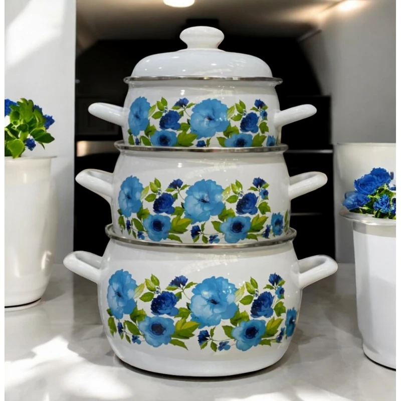 Набор кастрюль Gallery Home GH-000105, эмаль, 2/3.5/5 л, 3 шт