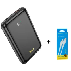 Внешний аккумулятор Hoco Q21 10000mAh Black и в подарок кабель Borofone BX51 Type-C To Lightning