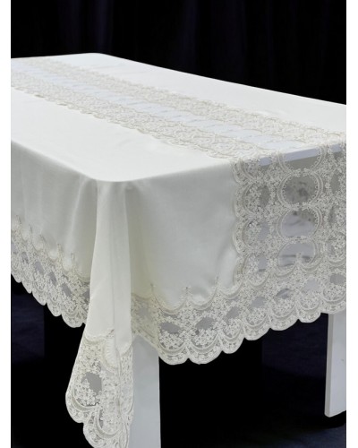 Süfrə MiraNova NRl-00618, kətan, ağ, 160x220 sm
