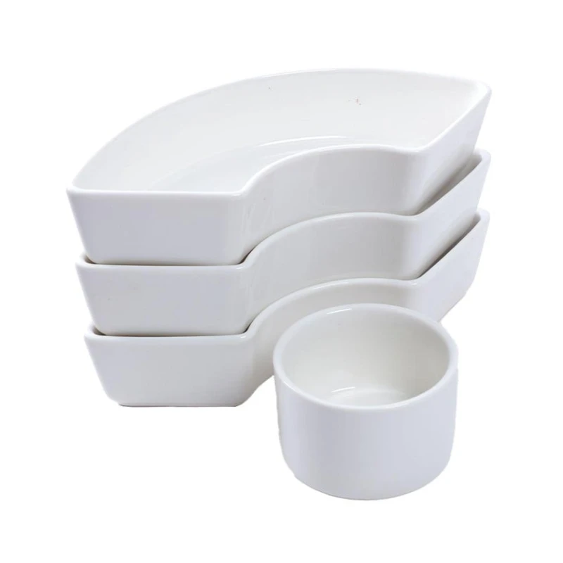 Менажница, керамика/бамбук, белый/коричневый, 27x31 см