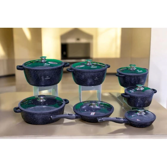 Qab-qacaq dəsti Life Smile 312, qranit, qara, 20/20/24/28/28/32/32 sm