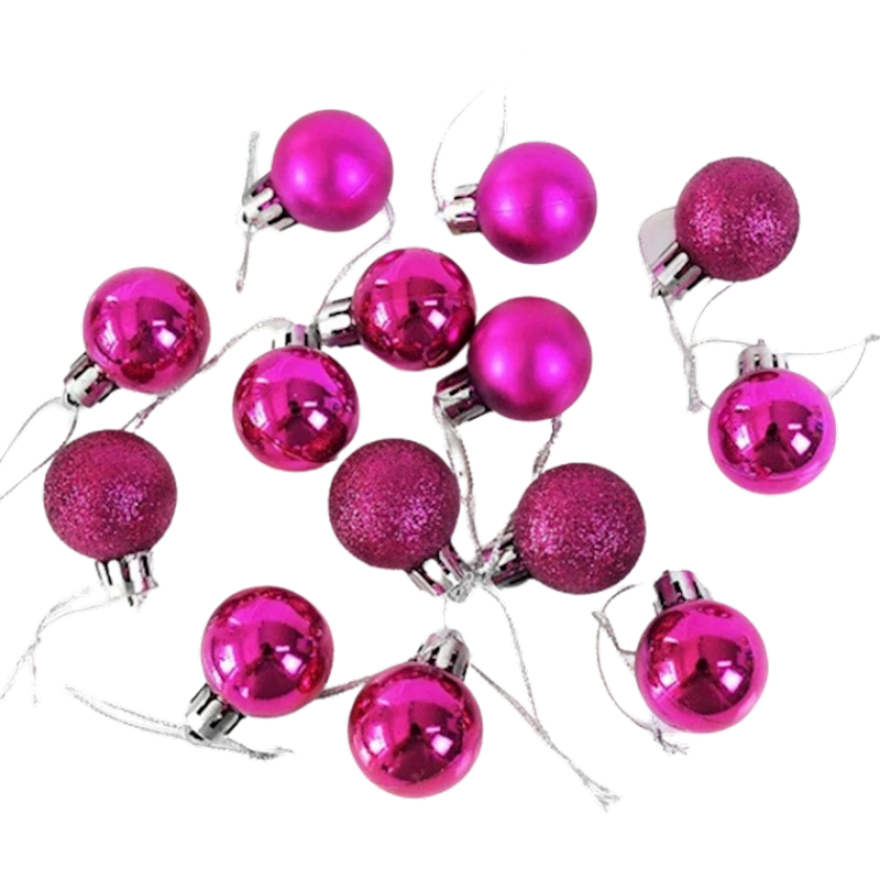 Şam ağacı oyuncaqları plastik, bənövşəyi, diametr 3 sm, 24 ədəd