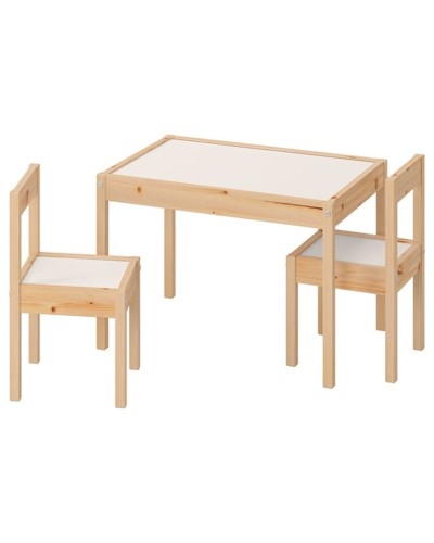 Uşaqlar üçün masa və 2 oturacaq IKEA Latt, şam, ağ