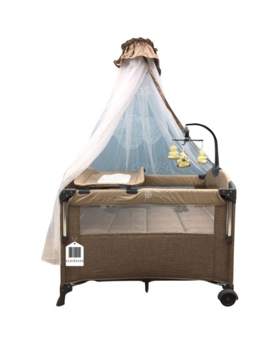 Manej-çarpayı Cool Baby VL-KIDS-150, qəhvəyi, 110х70х74 sm