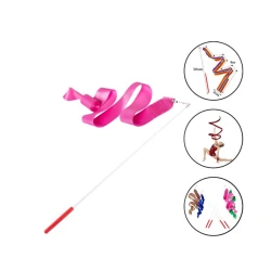 Палочка с лентой для художественной гимнастики FİG Sport 02125073, 400x5 см, розовая