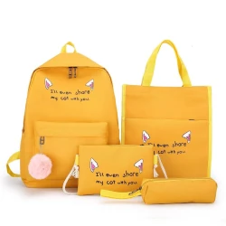 Школьный рюкзак 3 в 1 BS-107, 38x18x30 см, водонепроницаемая ткань, желтый