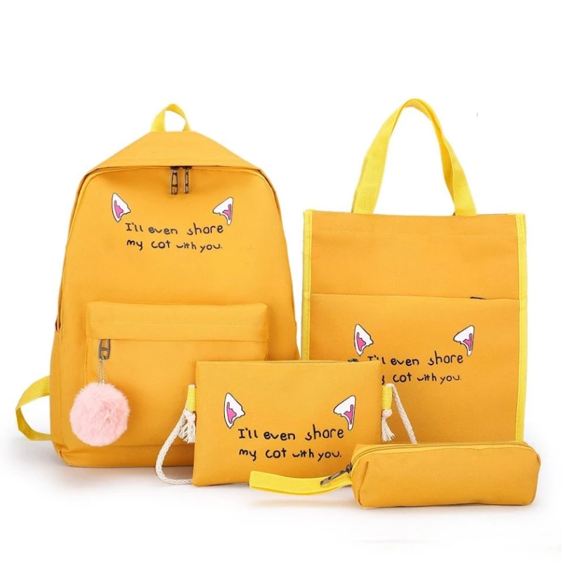 Məktəbli bel çantası 3-ü 1-də BS-107, 38x18x30 sm, su keçirməyən parça, sarı