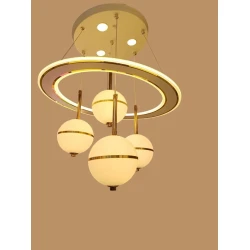 Люстра подвесная 1057, золотистая/белая