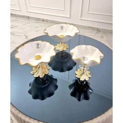 Конфетница на ножке vm184, керамика, белая, 16 см