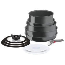 Набор посуды для готовки Tefal Ingenio Ceramic Renew, алюминий/керамика, черный, 11 предметов