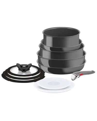 Yemək bişirmək üçün dəst Tefal Ingenio Ceramic Renew, alüminium/keramika, qara, 11 parça