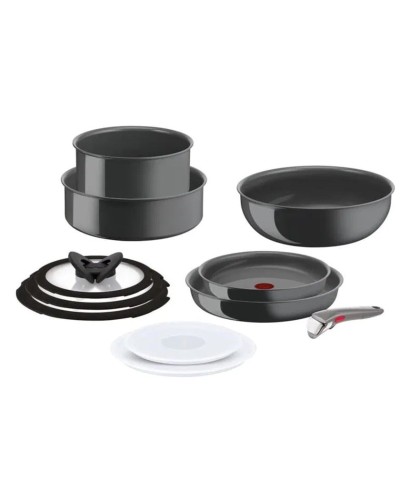 Yemək bişirmək üçün dəst Tefal Ingenio Ceramic Renew, alüminium/keramika, qara, 11 parça