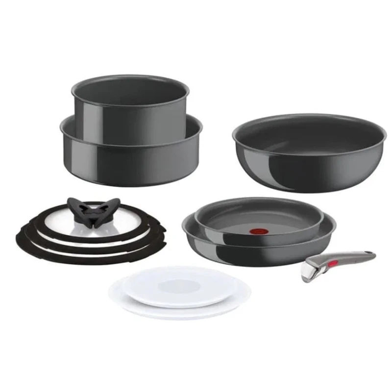 Набор посуды для готовки Tefal Ingenio Ceramic Renew, алюминий/керамика, черный, 11 предметов Набор посуды для готовки Tefal Ingenio Ceramic Renew, алюминий/керамика, черный, 11 предметов