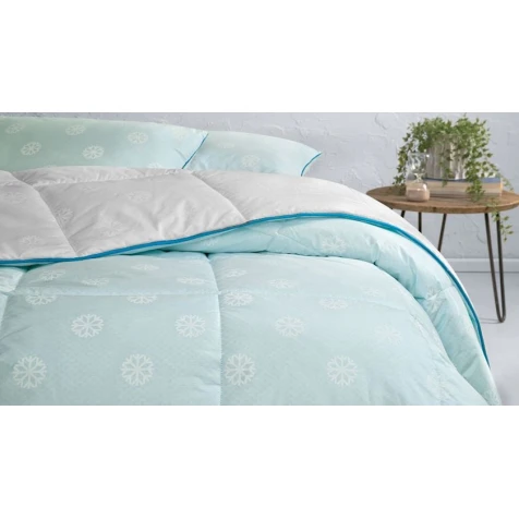 Одеяло Yataş Dacron Climarelle Cool 235x215 см, двуспальное XL, летнее, белое/голубое