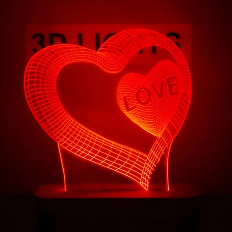 3D-gecə lampası Ürək tuq01, 20x14 sm, qırmızı 3D-gecə lampası Ürək tuq01, 20x14 sm, qırmızı