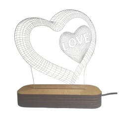 3D-gecə lampası Ürək tuq01, 20x14 sm, qırmızı