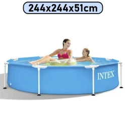 Hovuz Intex 1828TX28205, karkas, dairəvi, göy, 244x244x51 sm, həcm 1828 l