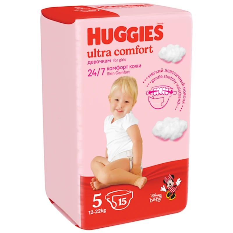 Подгузник Huggies Ultra Comfort для девочек 5, 12-22 кг, 15 шт.