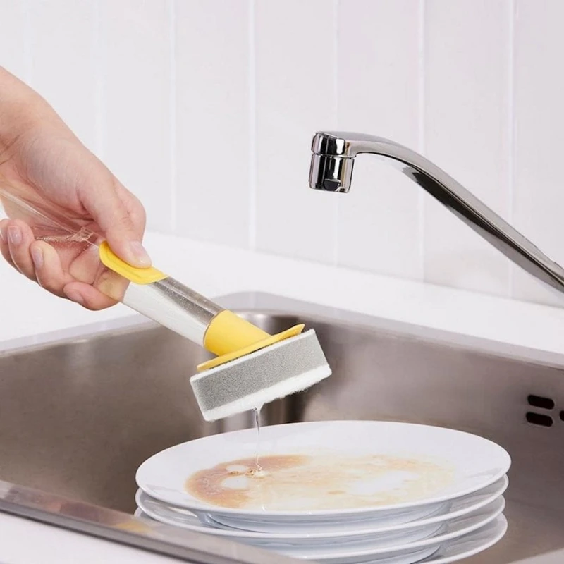 Губка с дозатором для моющих средств IKEA Videveckmal, с 2 губками, пластик/каучук, желтый Губка с дозатором для моющих средств IKEA Videveckmal, с 2 губками, пластик/каучук, желтый