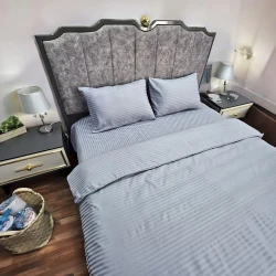 Комплект постельного белья Luxe Cotton Lu-xe-000224, пододеяльник 200x220 см, простыня 230x240 см, наволочки 2 шт x 50x70 см, двуспальный, хлопок, серый